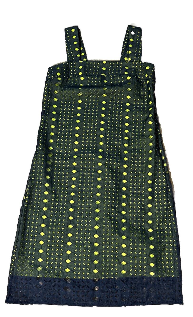 Next Women’s Size 6 Navy/Lime Eyelet Sleeveless Shift Dress NWOT